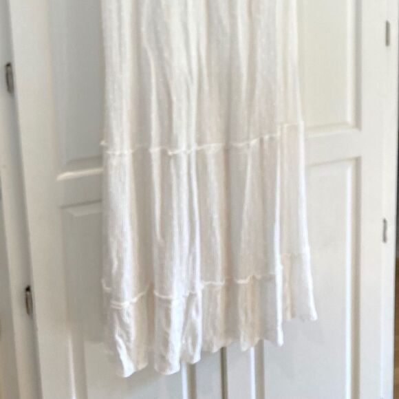 Italian Designer White Goddess Dress Butterfly Sleeves Tiered Tassels Maxi M - Picture 3 of 5